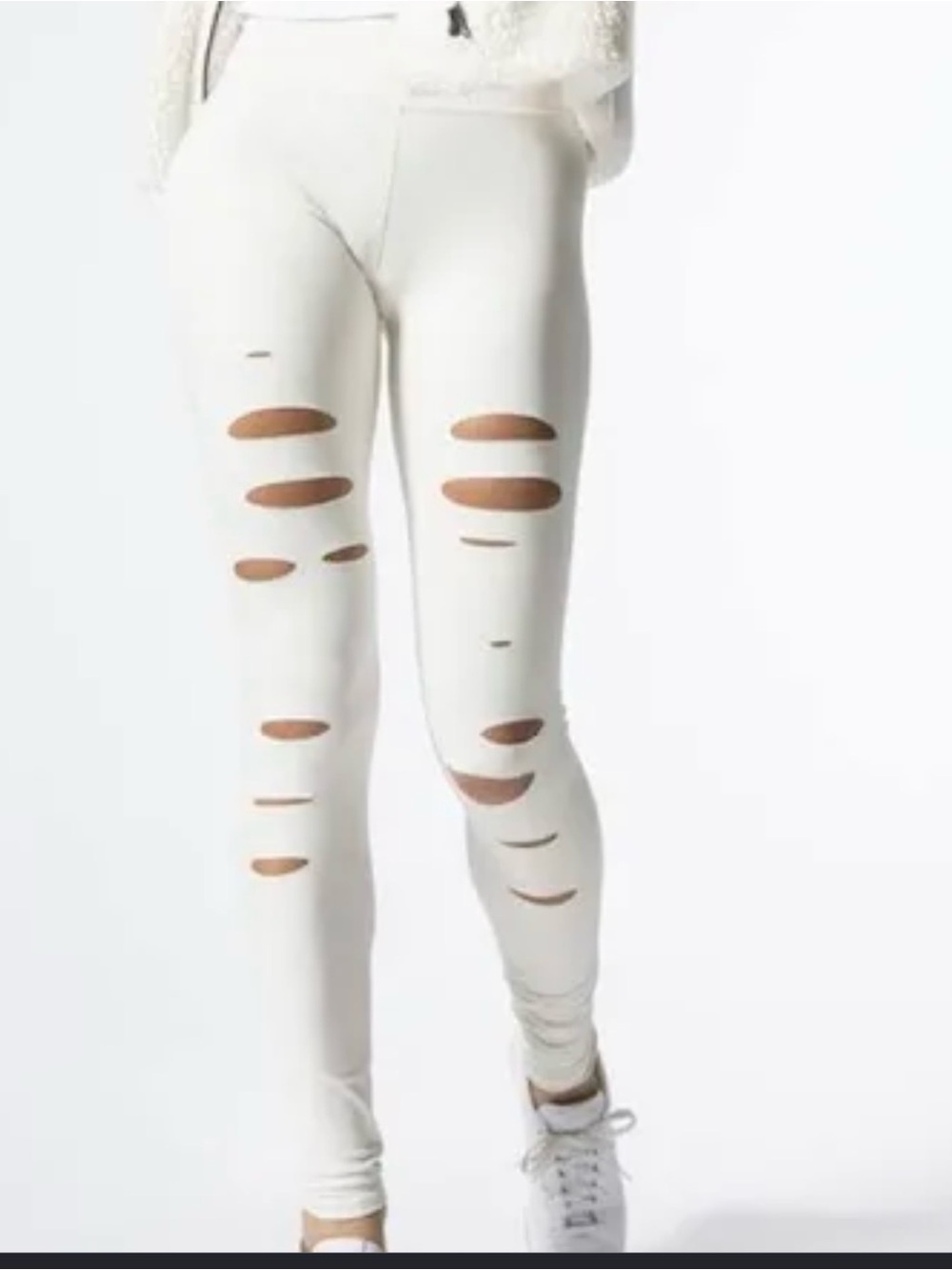 New Never Worn ALO Yoga White Distressed High-Rise Jeggings